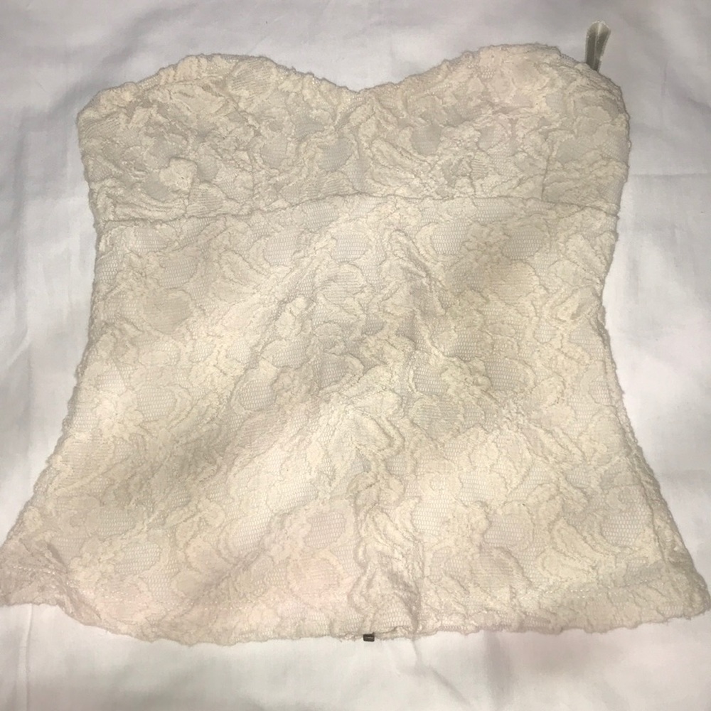 Strapless Floral Lace Top